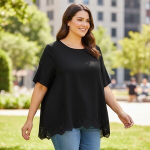 Torrid Womens Tunic Top Size 4X Black Emo Goth Minimalist Cut Out Neutral